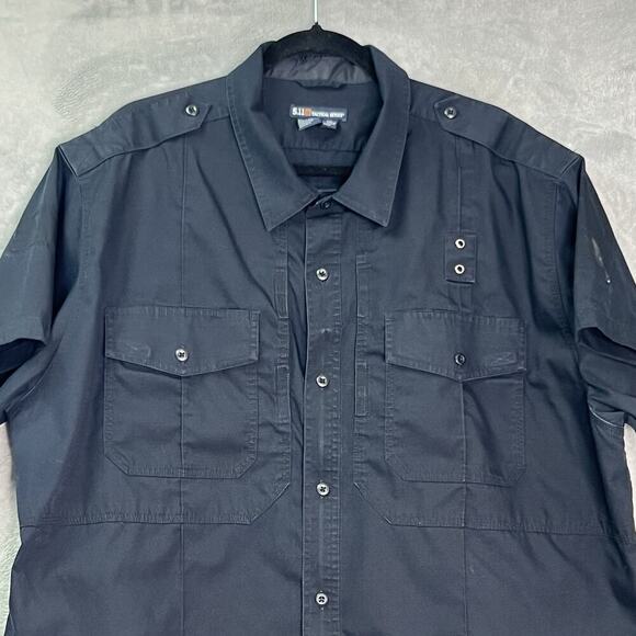 5.11 Tactical Series Mens 2XL Shirt blue Pockets Workwear Auto Shop Mechanic - Picture 3 of 13